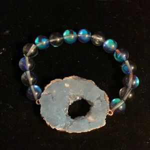 Blue Druzy Stretch Bracelet